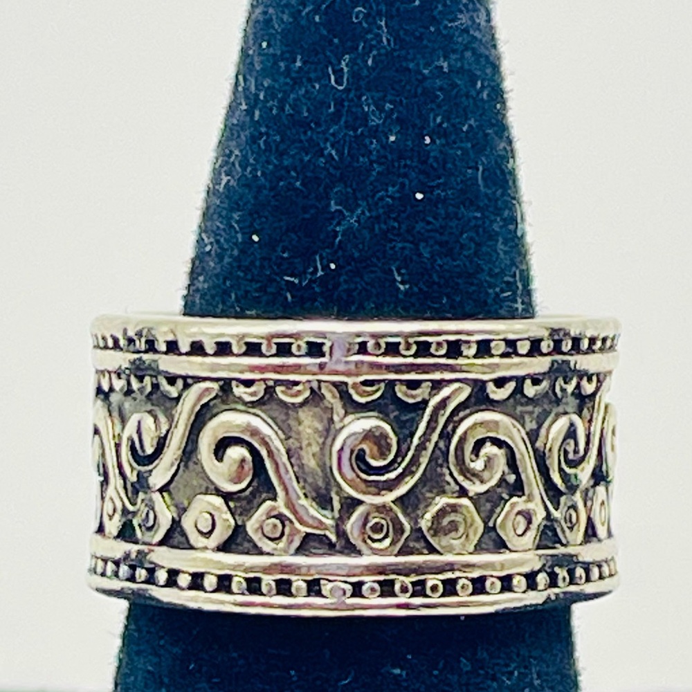 Silver Persian Pattern Scroll Work Band Ring. Siz… - image 2